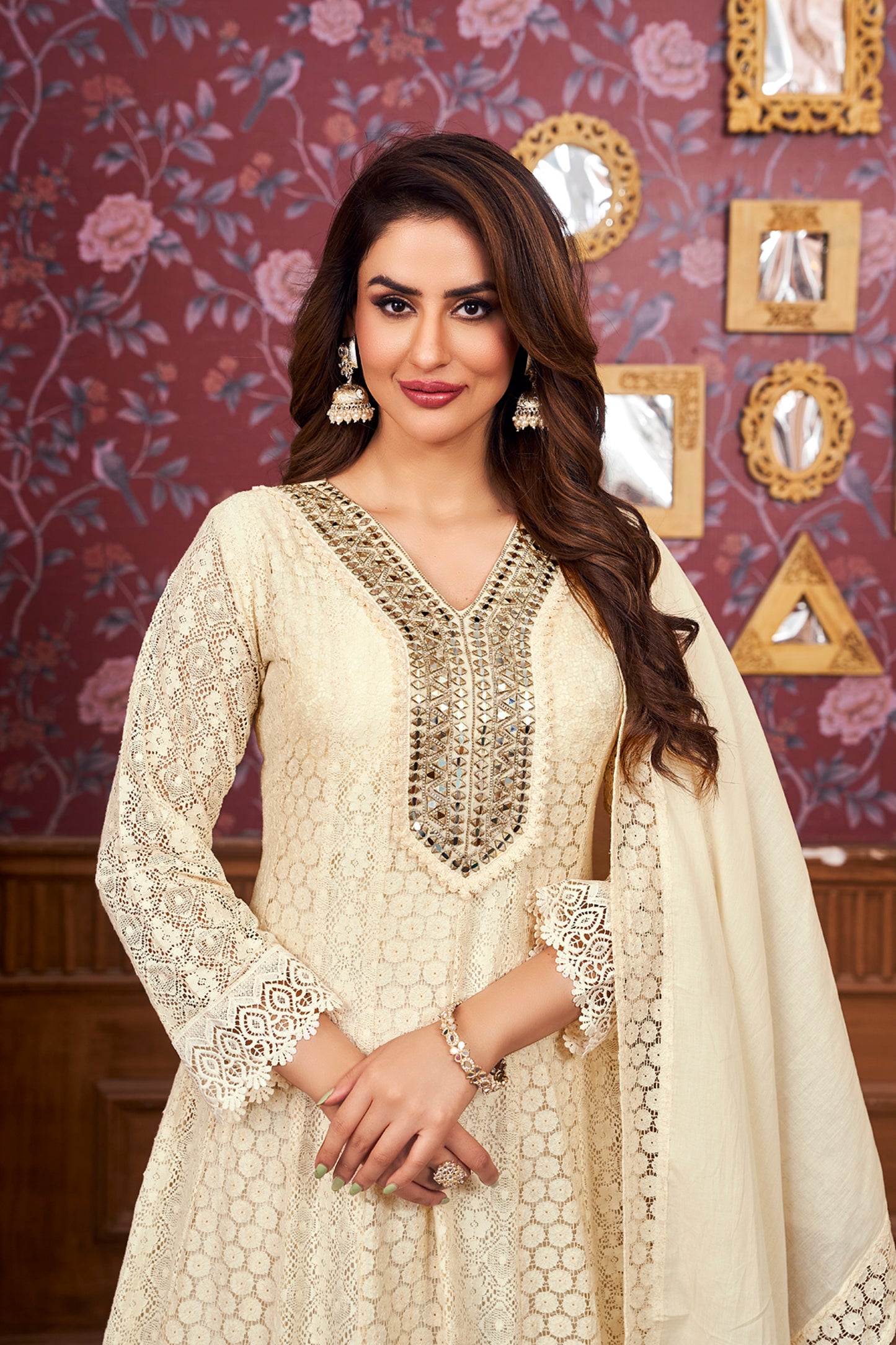 Graceful Cotton Chikankari Gown - Timeless Elegance for Every Occasion