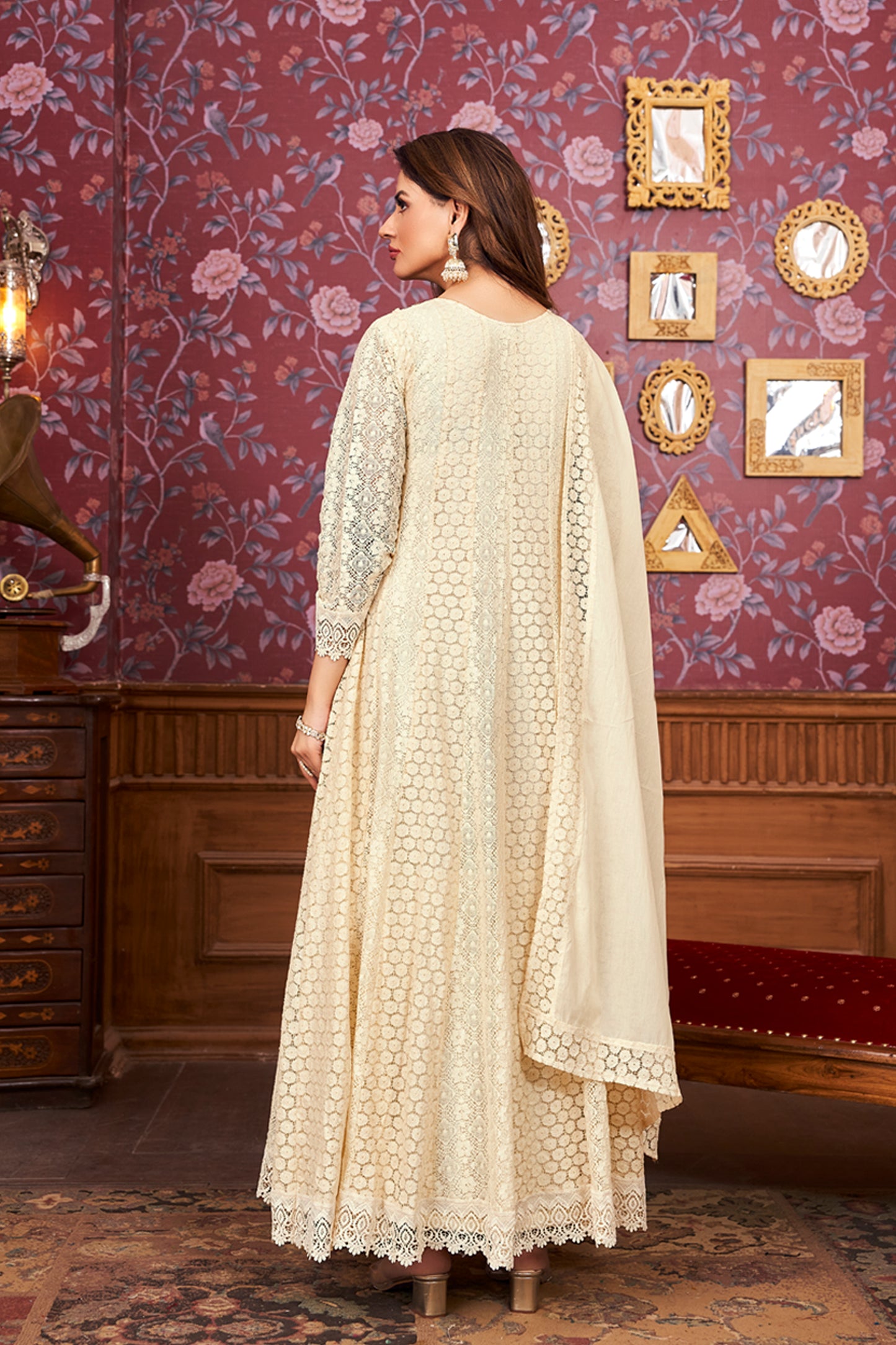 Graceful Cotton Chikankari Gown - Timeless Elegance for Every Occasion