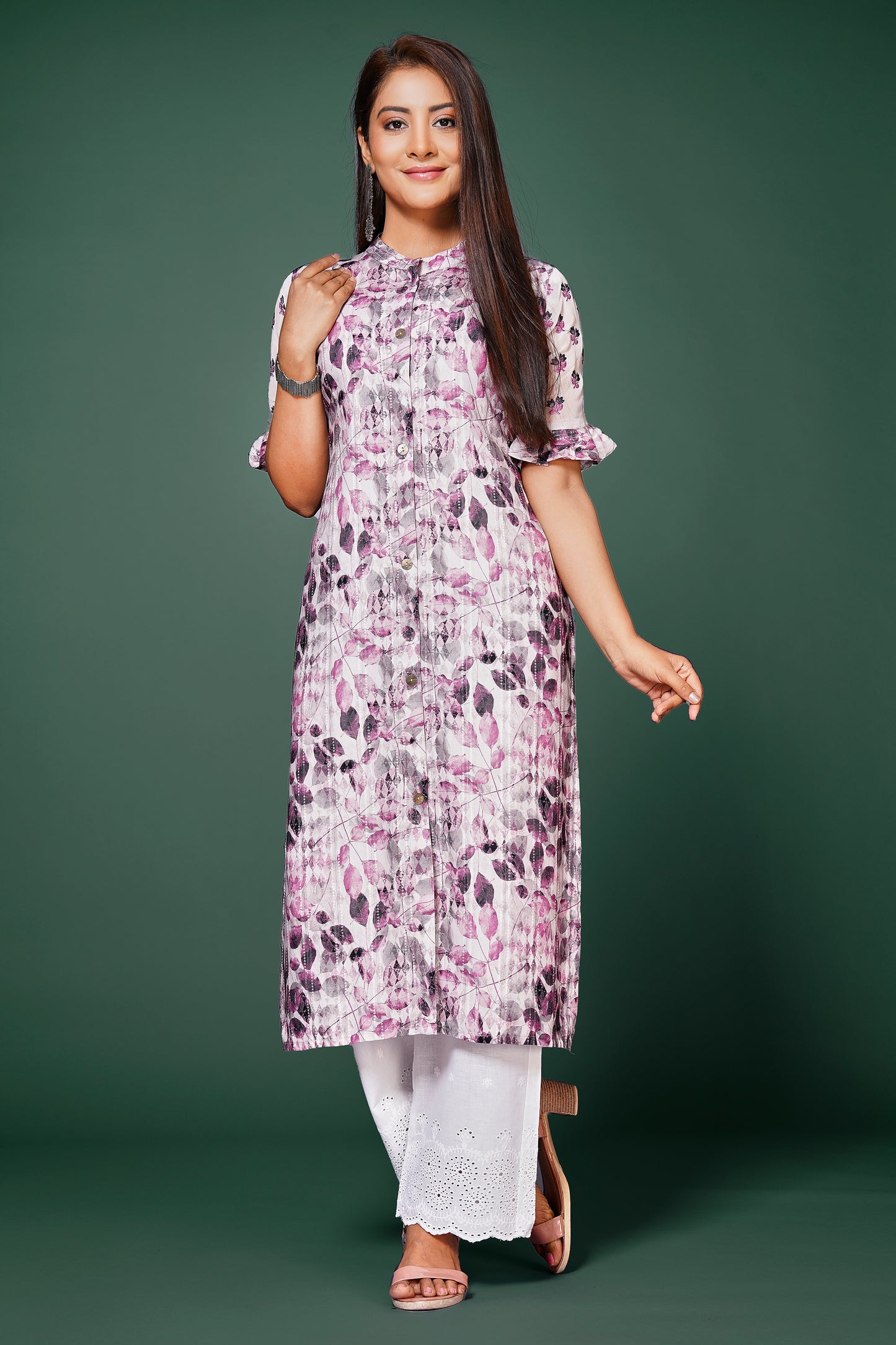 Womens Cotton Printed Straight Kurta Top