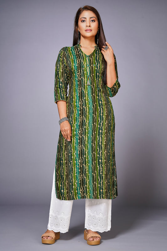 Womens Cotton Printed Straight Kurta Top